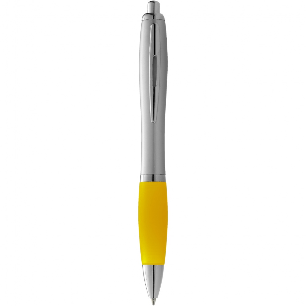Logo trade promotional products image of: Nash ballpoint pen silver barrel and coloured grip